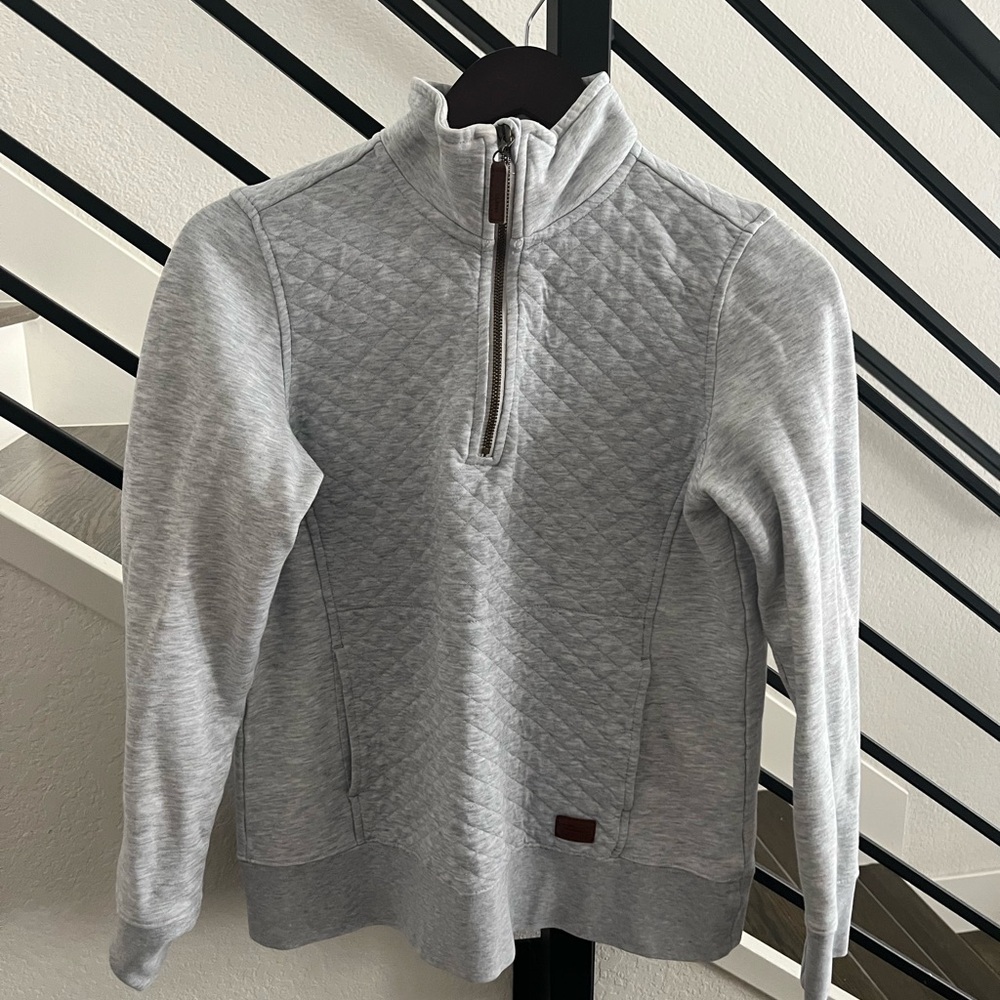 L.L. Bean Light Gray Quilted Zip-Up Sweater